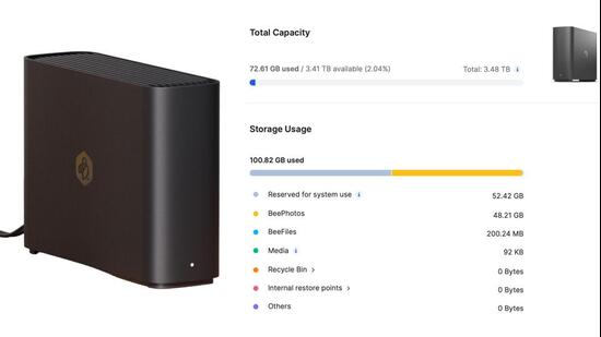 The BeeStation collates local files, photos on your phone, manages cloud storage, and external drives into an intuitive symmetry. (HT Photo)