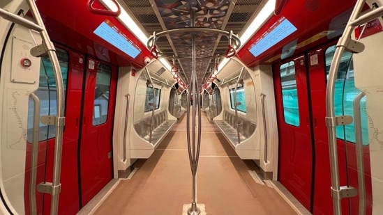 Gujarat Deputy Chief Minister Harsh Sanghavi recently shared pictures of the Surat Metro’s interiors on X.