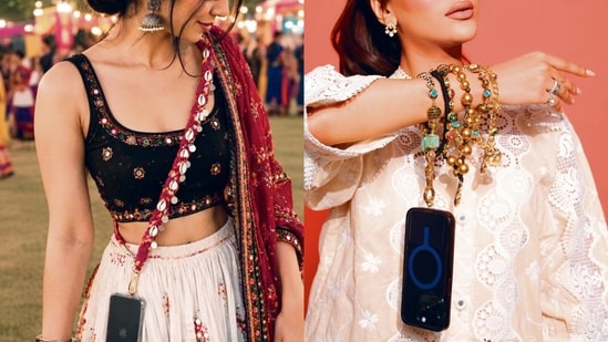 From cowrie and thread-wrapped phone slings to charmed lanyards, here's where to keep your phone during high-energy garba-dandiya nights.