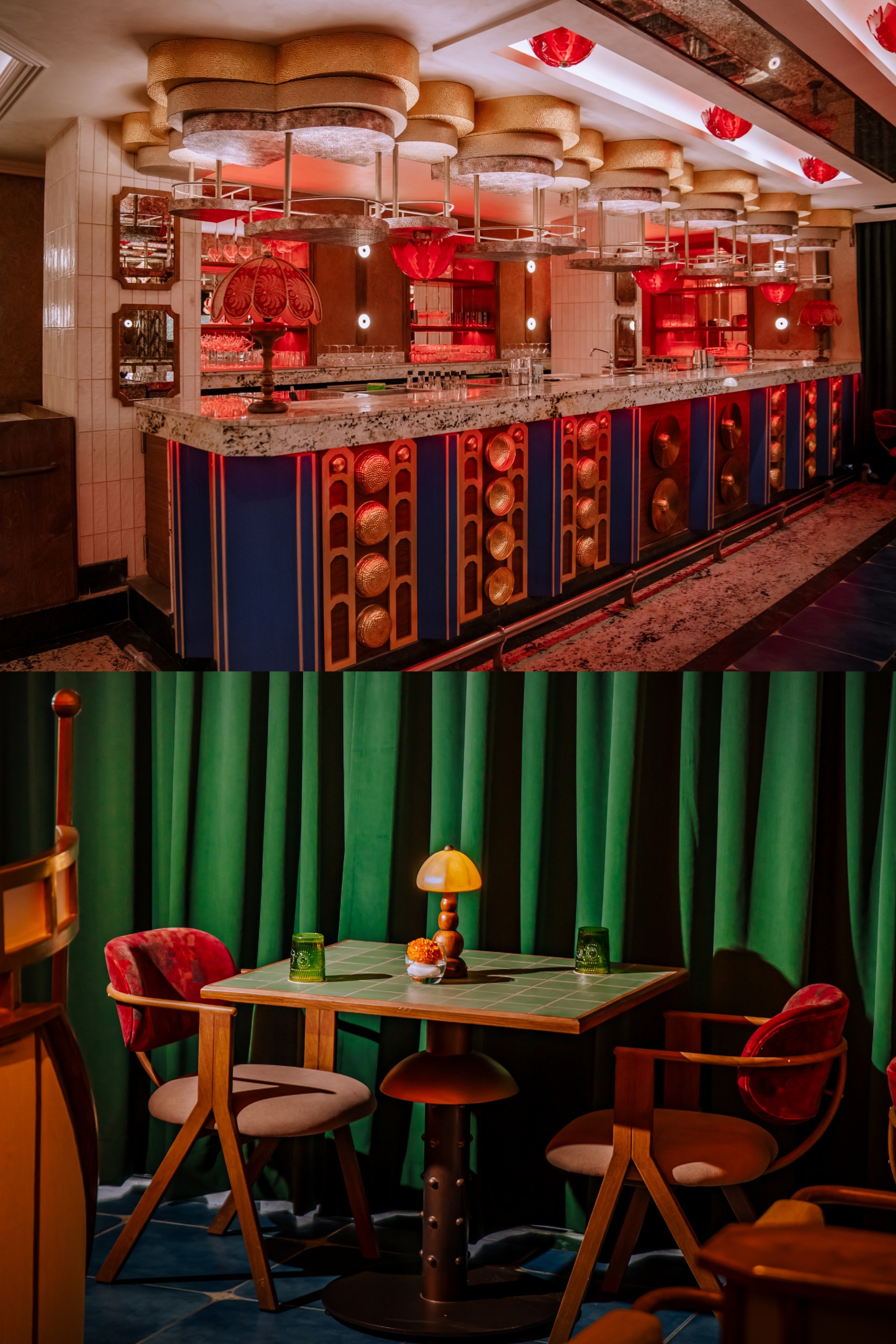 The bar with illuminated brass details and floral-inspired accents; an intimate seating nook at Goonj. (Pics: Goonj) The bar with illuminated brass details and floral-inspired accents; an intimate seating nook at Goonj. (Pics: Goonj)