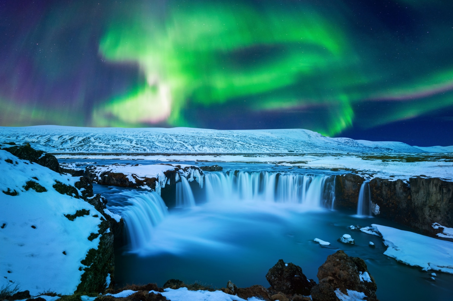 Northern light, aurora borealis at Godafoss waterfall in winter, Iceland. (Picture credit: Freepik) Northern light, aurora borealis at Godafoss waterfall in winter, Iceland. (Picture credit: Freepik)