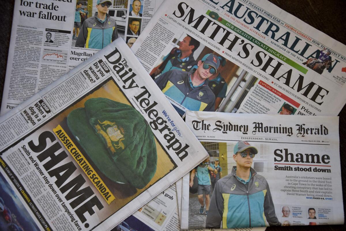 The print media reacting to the Sandpaper gate. (X Images) The print media reacting to the Sandpaper gate. (X Images)