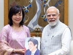  Prime Minister Narendra Modi meets Japan's former Prime Minister late Shinzo Abe's wife, Akie Abe, in New Delhi on Thursday.(@narendramodi X)