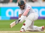 South Africa's captain Temba Bavuma plays a shot.