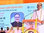 Deputy chief minister Brajesh Pathak at Deendayal Upadhyay Dham in Farah town, Mathura, on Thursday. (Sourced)