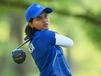 Pranavi Urs in action during the women's individual stroke play final at the Asian Games in Japan.