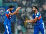 India's Naman Dhir (R) celebrates with Arshdeep Singh after taking the wicket of West Indies' Romario Shepherd during the first T20I against West Indies, in Lucknow. India's Naman Dhir (R) celebrates with Arshdeep Singh after taking the wicket of West Indies' Romario Shepherd during the first T20I against West Indies, in Lucknow.