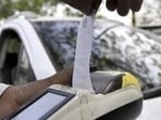 Panchkula police said they would continue action against vehicles using unauthorised red-blue lights, sirens, black films, illegal stickers and other prohibited items. (HT File)