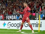 Portugal's Cristiano Ronaldo reacts after scoring a goal which was then disallowed after a VAR check during the Nations League soccer match between Portugal and Wales