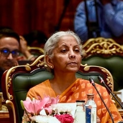 Union Finance and Corporate Affairs Minister Nirmala Sitharaman chairs 57th meeting of the GST Council, in New Delhi on Thursday. (@FinMinIndia X/ANI Photo)