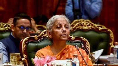 Union Finance and Corporate Affairs Minister Nirmala Sitharaman chairs 57th meeting of the GST Council, in New Delhi on Thursday. (@FinMinIndia X/ANI Photo) Union Finance and Corporate Affairs Minister Nirmala Sitharaman chairs 57th meeting of the GST Council, in New Delhi on Thursday. (@FinMinIndia X/ANI Photo)