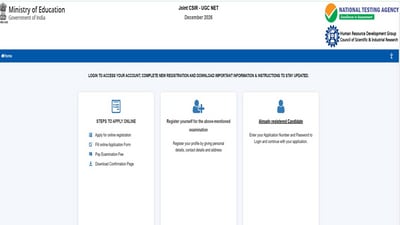 Joint CSIR UGC NET December 2026: Registration begins at csirnet.nta.nic.in, direct link to apply here Joint CSIR UGC NET December 2026: Registration begins at csirnet.nta.nic.in, direct link to apply here