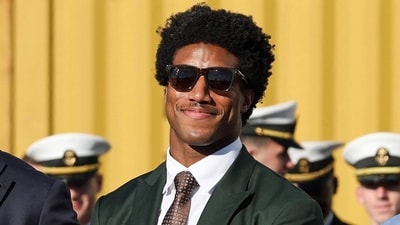 Marlon Humphrey jokes about riding with Donald Trump and reportedly plans to vote for the first time. (Photo by WIN MCNAMEE / GETTY IMAGES NORTH AMERICA / Getty Images via AFP) (Getty Images via AFP) Marlon Humphrey jokes about riding with Donald Trump and reportedly plans to vote for the first time. (Photo by WIN MCNAMEE / GETTY IMAGES NORTH AMERICA / Getty Images via AFP) (Getty Images via AFP)