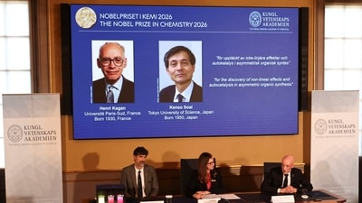 Henri Kagan and Kenso Soai are awarded the 2026 Nobel Prize in Chemistry during a press conference at the Royal Swedish Academy of Sciences in Stockholm, Sweden, October 7 Henri Kagan and Kenso Soai are awarded the 2026 Nobel Prize in Chemistry during a press conference at the Royal Swedish Academy of Sciences in Stockholm, Sweden, October 7