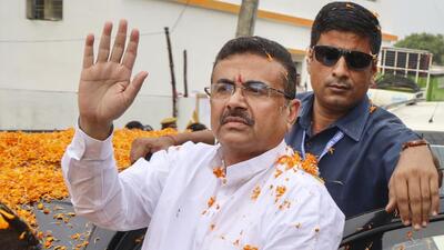 West Bengal chief minister Suvendu Adhikar addressing a government programme in Malda, a Muslim-dominated district which shares a border with Bangladesh. (PTI)