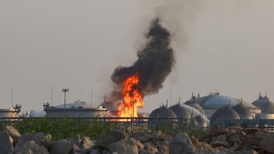 Flames burn at a facility belonging to Saudi oil giant Aramco south of Riyadh. (AFP/Representative image) Flames burn at a facility belonging to Saudi oil giant Aramco south of Riyadh. (AFP/Representative image)
