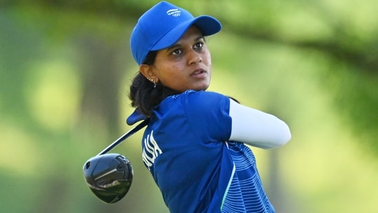 Pranavi Urs in action during the women's individual stroke play final at the Asian Games in Japan.