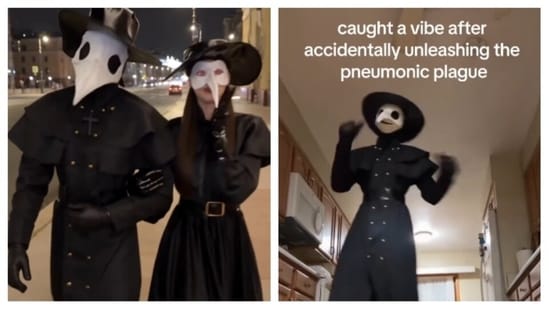 Netizens dressed up in the plague doctor costumes. (Picture credit: Instagram)