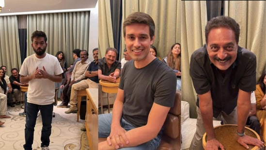 Abhijeet Dipke, Dhruv Rathee and Prakash Raj in a video posted on Instagram Abhijeet Dipke, Dhruv Rathee and Prakash Raj in a video posted on Instagram
