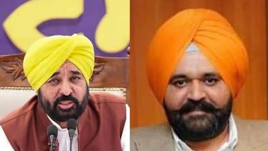Punjab chief minister Bhagwant Mann’s officer on special duty (OSD) Rajbir Singh Ghuman (right). (PTI)