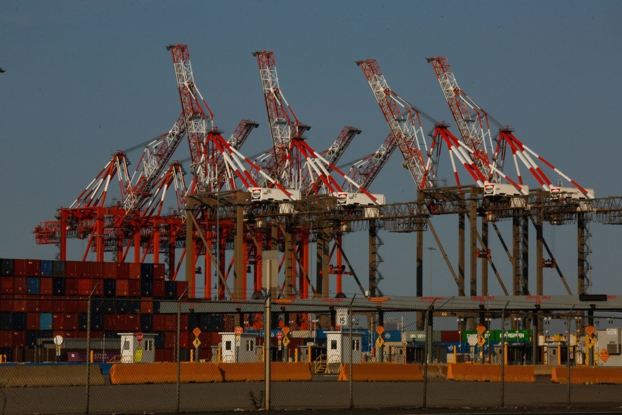 Cranes at Port Newark Container Terminal in New Jersey. Cranes at Port Newark Container Terminal in New Jersey.