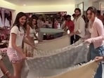 Aneet Padda and Ananya Panday engage in a game at Alanna Panday's baby shower.
