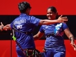 India's Kumkum Mohod celebrates with Dhiraj Bommadevara after reaching the final (REUTERS/Anushree Fadnavis)
