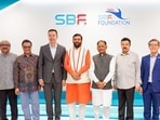Haryana chief minister Nayab Singh Saini posing with Chhattisgarh chief minister Vishnu Deo Sai, Haryana minister Rao Narbir Singh and other dignitaries during a round table conference, in Singapore on Tuesday. (ANI)(HT_PRINT)