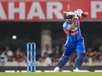 Sanju Samson scored 82 runs against West Indies in Ranchi.(PTI)