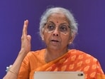 Union finance and corporate affairs ninister Nirmala Sitharaman during a press conference after the 57th Goods and Services Tax (GST) Council Meeting at Bharat Mandapam, in New Delhi on Thursday. (ANI)