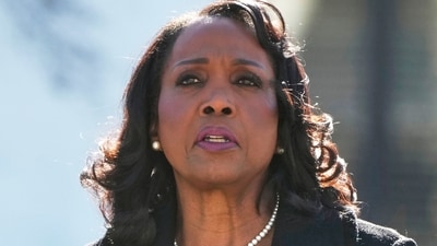 Trump has ordered a hearing into mortgage allegations against Lisa Cook as he renews his effort to remove her from the Federal Reserve.. (AP Photo/Mark Schiefelbein, File) (AP Photo/Mark Schiefelbein)