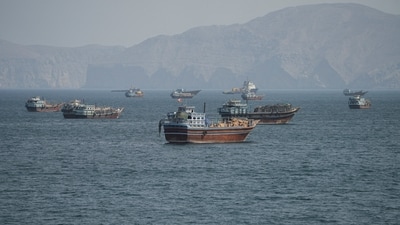 FILE PHOTO: Vessels at the Strait of Hormuz, as seen from Musandam, Oman, October 2, 2026. REUTERS/Stringer/File Photo (REUTERS)
