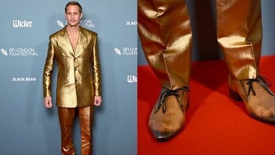Alexander Skarsgård's lace-up shoes have sparked a debate online