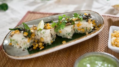 Ranveer Brar's instant corn dhokla recipe can be prepared in less than half an hour. (@RanveerBrar/YouTube) Ranveer Brar's instant corn dhokla recipe can be prepared in less than half an hour. (@RanveerBrar/YouTube)