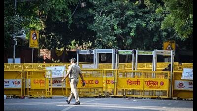Police have also identified Nirankari Samagam Ground in Burari as a possible detention site depending on the situation. (HT)