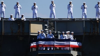 USS Abraham Lincoln returns to San Diego after record deployment. (AFP) USS Abraham Lincoln returns to San Diego after record deployment. (AFP)