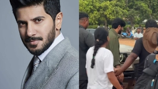 Female fans screamed 'please one photo' when they spotted Dulquer Salmaan shooting in Vizag.