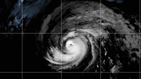 A satellite image shows Hurricane Rachel over the Pacific Ocean on Wednesday, October 7, 2026.(NOAA via AP)