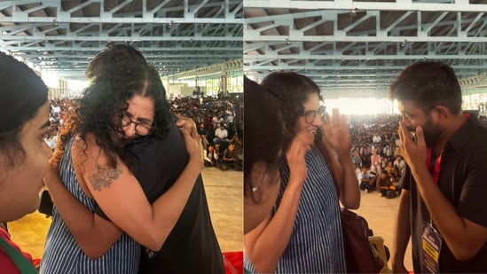 Gauri Lankesh's sister, Kavitha Lankesh (R) and Abhijeet Dipke (L)