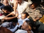 AAP Chief Arvind Kejriwal being detained after the latter took part in protest in New Delhi, India on Saturday, October 10, 2026.