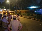 Security personnel keep a vigil at Jantar Mantar road after a protest call by Cockroach Janta Party (CJP) against Chief Election Commissioner (CEC) Gyanesh Kumar over alleged electoral roll irregularities, in New Delhi.
