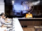 CM Yogi Adityanath presides over the Cabinet meeting, in Lucknow on Friday. (Sourced)