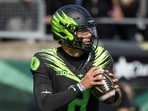 Dylan Raiola endured a difficult outing, completing just 6 of 19 passes for 43 yards.