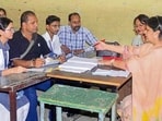 The mega PTM underway at a school in Ludhiana on Friday. (Gurpreet Singh/ht)