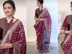 Nita Ambani dazzles in wine-red saree. (manav.manglani/Instagram)