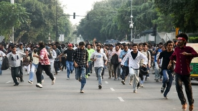 Protesters being dispersed by Delhi Police amid CJP Protest at Connaught Place, in New Delhi on Saturday. (ANI) Protesters being dispersed by Delhi Police amid CJP Protest at Connaught Place, in New Delhi on Saturday. (ANI)