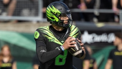 Dylan Raiola endured a difficult outing, completing just 6 of 19 passes for 43 yards. (Getty Images via AFP) Dylan Raiola endured a difficult outing, completing just 6 of 19 passes for 43 yards. (Getty Images via AFP)