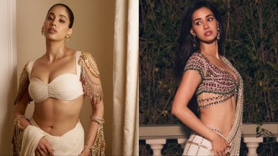 (L-R) Janhvi Kapoor in Pankaj S Heritage, Disha Patani in Monisha Jaising (L-R) Janhvi Kapoor in Pankaj S Heritage, Disha Patani in Monisha Jaising