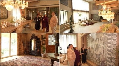 Filmmaker Farah Khan gave a tour of designers Harpreet and Rimple Narula's Delhi home, which is full of vintage textiles, Indian art, European antiques, and custom furniture. (YouTube/ Farah Khan) Filmmaker Farah Khan gave a tour of designers Harpreet and Rimple Narula's Delhi home, which is full of vintage textiles, Indian art, European antiques, and custom furniture. (YouTube/ Farah Khan)