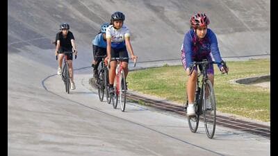 Players in action during at Punjab Agricultural University in Ludhiana on Saturday. (Manish/HT)
